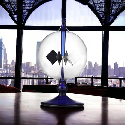 Blue Solar Power Radiometer Sun Light Energy Crookes Spinning Vanes Glass Windmill Gift Home Desk Decoration