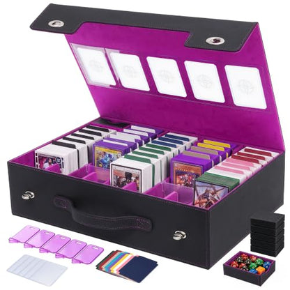 Trading Card Storage Box 5-Row with Top Window,Black Purple - color: Black Purple, size: 5 Rows Top window