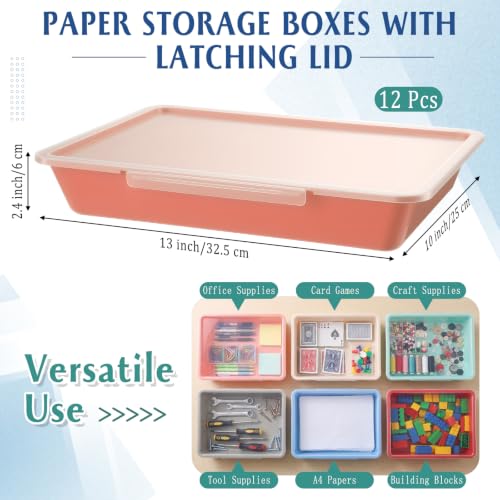 Tinlade 12 Pcs Classroom Paper Storage Bins with Lids, Boho, 13x10in - color: Boho