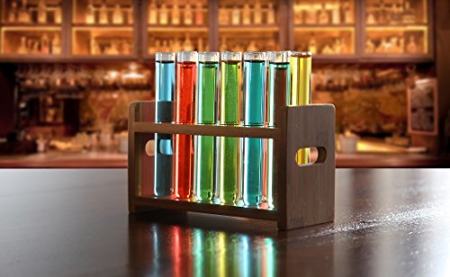 Lily's Home Bamboo Test Tube Vial Shot Glasses Holder Rack, Great as Pen Stand, Made from Bamboo with Built-In Handle, Rack Only, Glass Tubes NOT Included, 12 Tube Capacity (7/8" (22mm') Holes) - size: 12
