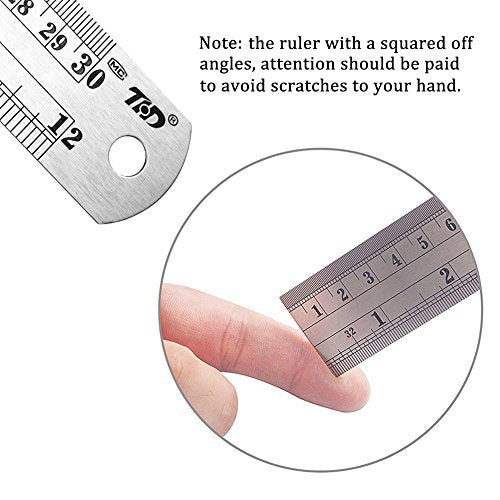 ZZTX Metal Ruler 12 Inches Stainless Steel 6 Pack