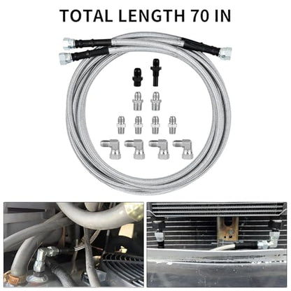 Mupera 6AN 70" Transmission Cooler Lines - 304SS Braided Lines Direct Fit - color: White, size: 70 Inch