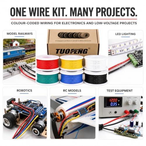 TUOFENG 18 AWG Stranded Wire, 6 Colors, 13.2 ft Each, Tinned Copper - size: 18 AWG Silicone Stranded Wire 6 Colors 13.2ft Each