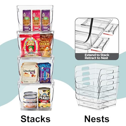 Sorbus Clear Pantry Organizer with Stackable Storage Bins, Open Front - size: Small Square, style: 2 Pack
