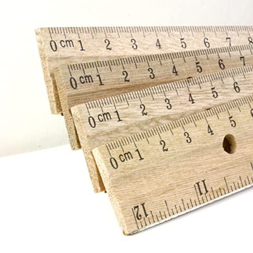 BAZIC Products 12 in Wooden Ruler, Inch & Metric (30 cm), 4-Pack - size: 4-Pack