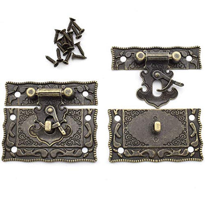SDTC Tech Antique Bronze Right Hook Hasp Latch and Engraved Hinge Kit - color: Bronze