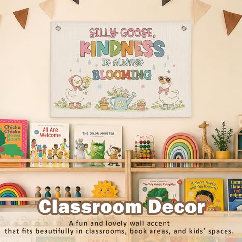 Silly Goose Classroom Nursery Decor Wall Hanging Banner - color: 02-Silly Goose Classroom(Beige)
