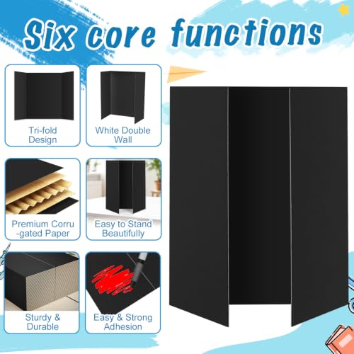 ISAIDNO 4 Pcs Trifold Poster Board, Small 21.4 x 14 in, Black Poster Boards - color: Black, size: 21.4 X 14 inches