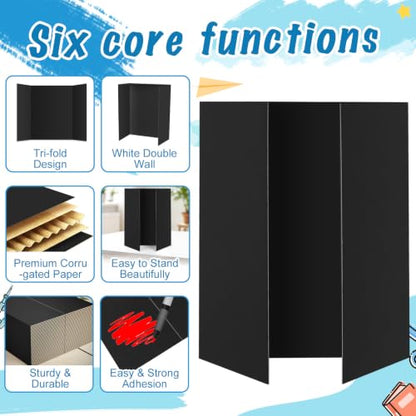 ISAIDNO 4 Pcs Trifold Poster Board, Small 21.4 x 14 in, Black Poster Boards - color: Black, size: 21.4 X 14 inches