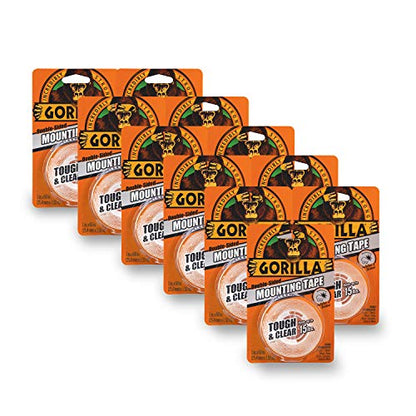 Gorilla Tough & Clear; Double Sided Mounting Tape; Weatherproof; 1" x 60"; Clear; (Pack of 11) - size: 11 Pack