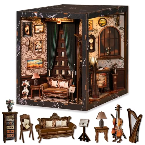 Book Nooks for Adults, DIY Miniature Dollhouse BookNook Kit Gifts - style: Classical Music Room