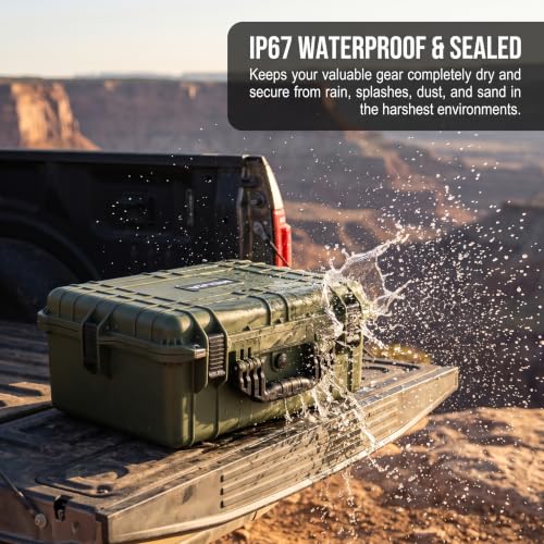 MEIJIA All Weather IP67 Waterproof Hard Camera Case,Hard Protective Case,Hard Case with Customizable Foam,Fit Use of Drones,Camera,Equipments,Pistols(Green,20.62 x16.85x8.11inches) - color: Green, size: 20.62 x16.85x8.11inches