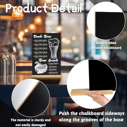 NEBURORA 1 Pack 5 x 7.9 Inches Tabletop Small Chalkboard Sign with Wood Base Reusable Double-Sided Message Boards Menu Chalkboard Stand for Kitchen Wedding Coffee Shop bar Restaurant - size: 5"W x 7.9"H
