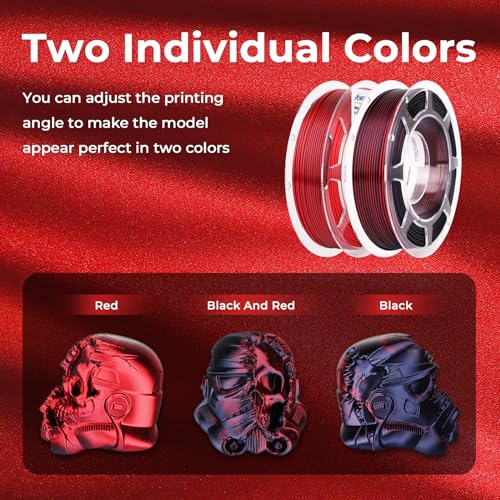 AMOLEN 3D Printer Filament, Shiny Silk PLA Dual Color Bundle, 200g x 4 Pack - color: Black Purple/Black Red/Black Green/Black Blue