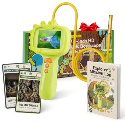 Kids Borescope Camera with Guide & 24 Mission Cards, Age 5-10 STEM Toy Gift