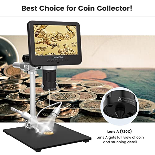 LM246MS 3 Lens 7 inch HDMI Digital Microscope for Adult Soldering - size: 3 Lens 7" HDMI