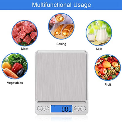 UNIWEIGH Digital Kitchen Scale, 500g/0.01g Gram Scale,Cooking Food Scale