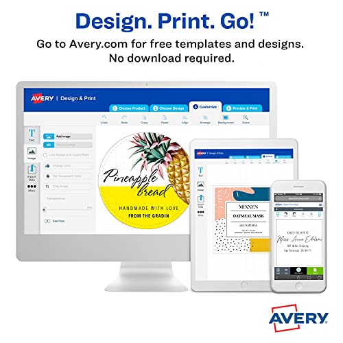 Avery Printable Blank Square Labels, 2" x 2", Matte White, 120 Customizable Labels (22816) - color: Matte White, size: 2" x 2", style: 120 Labels
