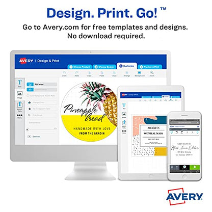Avery Printable Blank Square Labels, 2" x 2", Matte White, 120 Customizable Labels (22816) - color: Matte White, size: 2" x 2", style: 120 Labels
