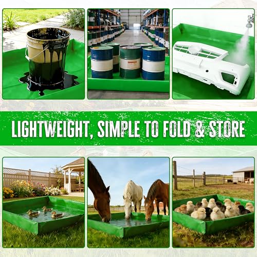 Thick PVC Oil Spill Containment Berm 3' x 3' x 6" Portable Folding - size: 3ft x 3ft x 6in