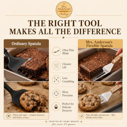 Mrs. Anderson’s Baking Mini Flexible Brownie Cookie Spatula, Stainless Steel Blade with Wood Handle - size: Mini 8-Inch, Stainless Steel