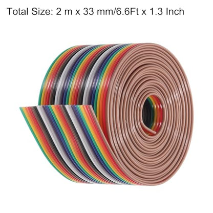 MECCANIXITY 1 Pcs 25 Pin Flat Rainbow Ribbon Cable 6.6 Ft 1.27mm Pitch Breadboard Jumper Wires for Electronic Projects - size: 6.6 Ft, style: 25P