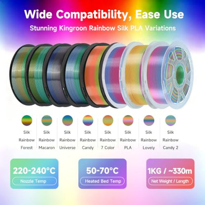 Kingroon Silk PLA Filament 1.75mm Rainbow Color Changing Filament 3D Printer Filament 1kg Dimensional Accuracy ±0.02mm,Fit Most 3D Printer(Universe) - color: 1kg Universe