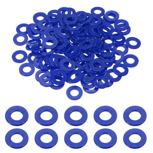 uxcell 120 Pcs Nylon Flat Washers 10mm ID 20mm OD 2mm Thick Plain Washer Grommets Plastic Sheet Gasket Fastener Sealing Spacer Gasket Ring Water Hose Washers, Blue - color: Blue, size: 10mm x 20mm x 2mm