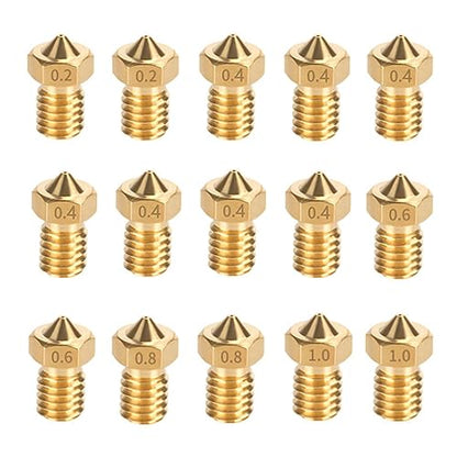 15PCS Brass Nozzles Kit for Anycubic Kobra, 3D Printer 7PCS 0.4mm Nozzles and 2PCS 0.2mm, 0.6mm, 0.8mm, 1.0mm Brass Nozzles Kit for Anycubic Mega, Mega X, Chrion, Kobra, Kobra Neo - style: Mega Brass Multi Size