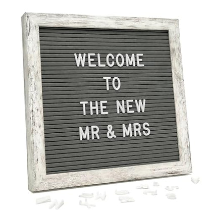 Rustic Gray Felt Letter Board 10x10 with Stand, Wall Mount, 336 Letters - color: Rustic Gray