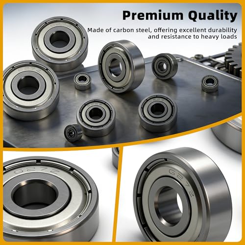 60PCS 6 Sizes Deep Groove Ball Bearings Assortment 608ZZ 693ZZ 695ZZ 626ZZ 627ZZ 6000ZZ Steel Ball Bearing Double Shielded Bearings Pre-Lubricated 3 5 6 7 8 10MM ID for 3D Printers - size: 608ZZ 693ZZ 695ZZ 626ZZ 627ZZ 6000ZZ