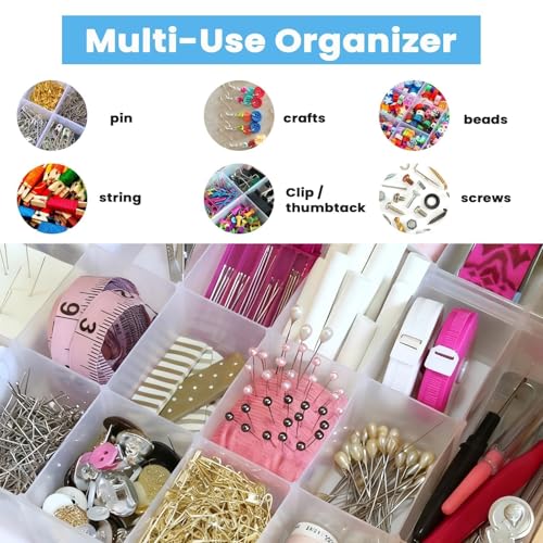 2pack 24-Grid Clear Plastic Bead Organizer Box with Adjustable Dividers