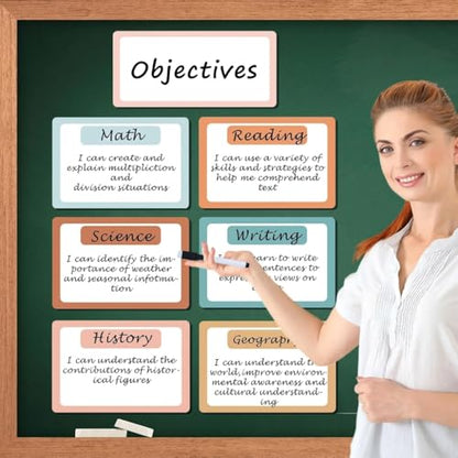 EggSun 7 Pack Magnetic Write & Wipe Paper Organization Chart,Pen Dry Erase Objectives Labels Learning Magnets for Classroom Organization Whiteboard Teacher Student Teaching Supplies,Boho - style: Boho
