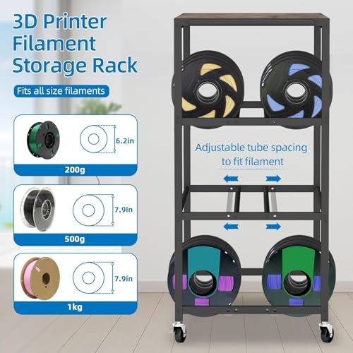 3D Printer Stand Table for 48 Filament Storage Rack, Brown - color: Brown