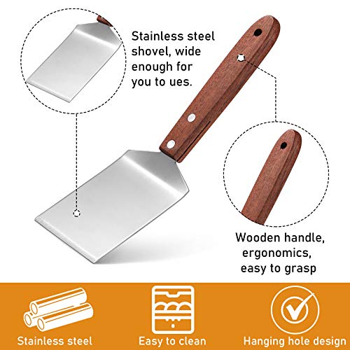 Newtay 2 Pcs Metal Small Spatula Wooden Handle Cookie Baking Scraper Turner
