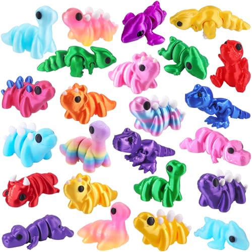 JOICEE 24Pcs 3D Printed Dinosaur Animals Mini Dinosaur Fidget Toys - color: Multicolor