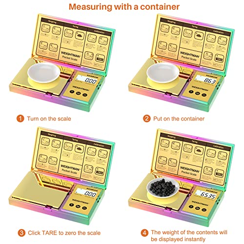WEIGHTMAN Shiny Digital Gram Scale 200g x 0.01g, Chrome Rainbow Mini Scale