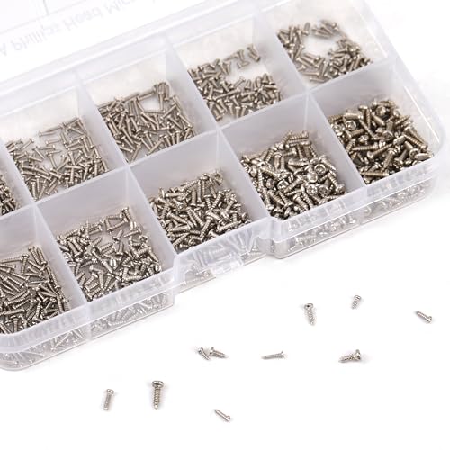 1200PCS Mini Screws Assortment Kit, M1/M1.2/M1.4/M1.7 Tiny Self-Tapping Screws with Tweezers, Micro Screws Set for Glasses, Watches, Electronics, Repairing