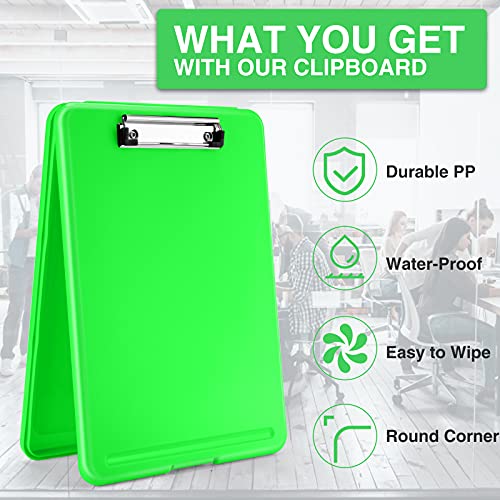 Sooez Clipboard with Storage, Plastic Nursing Clip Boards 8.5x11 - color: A-bright Green