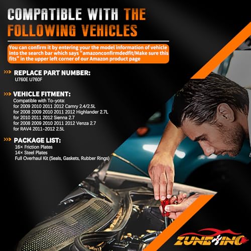 U760E Transmission Master Rebuild Kit Compatible with To-yo-ta Highlander RAV4 Sienna Venza Camry 2008 2012 2.5L 2.7L Auto Automatic transmission Parts