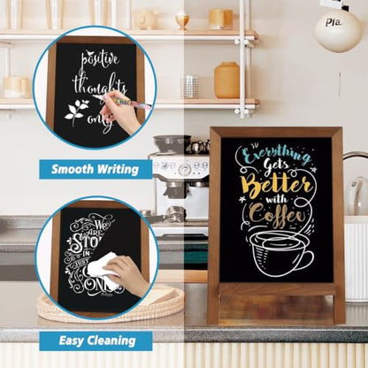 4 THOUGHT Small Tabletop Magnetic Chalkboard Signs 9.5" x 14", Brown - color: Rustic Brown