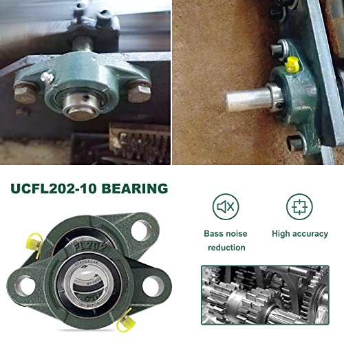 2 Pcs of DEEPDREAM UCFL202-10 Pillow Block Bearing 5/8 inch Bore, 2 Bolt Flange Mounted, Self Alignment - size: UCFL202-10-2pcs