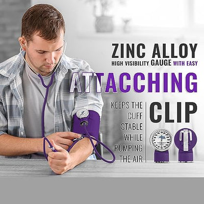 ASA TECHMED Physical Therapy Home Health Aide Comprehensive Kit - Carrying Bag, Blood Pressure Cuff, Stethoscope, Gait Belt- Purple - color: Purple Kit