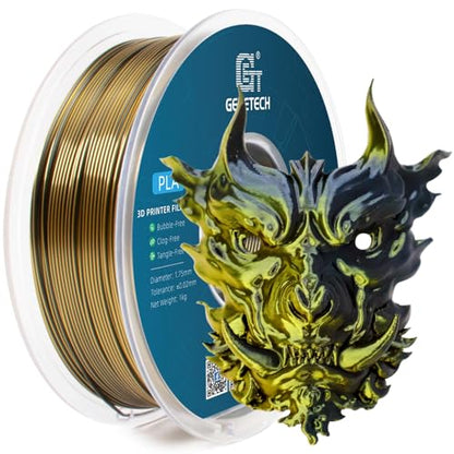 Geeetech Silk PLA Filament 1.75mm Silk Dual Color Filament, Coextrusion Dichromatic Metal-Like Shiny Consumable 1kg (2.2lbs) 1 Spool, Dimensional Accuracy +/- 0.02 mm, Gold Black - color: 1kg Dual Color Gold-black