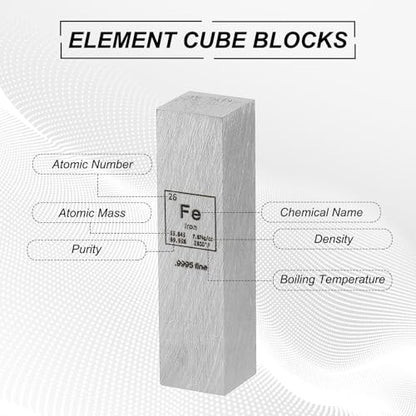 PATIKIL 2Pcs Iron Cube, 0.5x0.5x2 Fe Density Stick High Density Element Rod Unique Metal Cube Periodic Table of Elements Collections Lab Experiment Teacher Scientific Classes - style: Iron