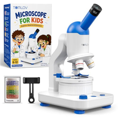 TOMLOV DM301K Microscope for Kids, 640X Educational Science Kit, STEM Toy - color: White