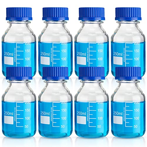 Irenare 8 Pcs Media Storage Bottles Sodium-calcium, Short Round, 250 ml - color: Short Round, size: 250 ml