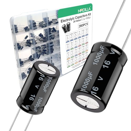 280PCS Electrolytic Capacitor Assortment Kit, 24 Values 0.1uF-1000uF