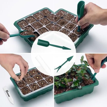 Seed Starter Trays with Grow Light Kit, 2 Pack Plant Greenhouse Propagator - size: 2-Pack (Green)