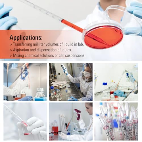 5ml Serological pipettes Disposable Plastic Polystyrene Pipettes, Individually Wrapped, Sterile, Pack of 200 - size: 5ML